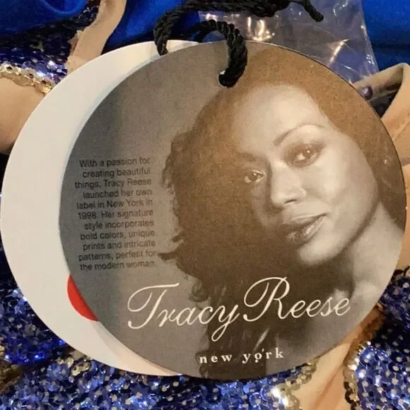 NWT Tracy Reese x Neiman Marcus Blue Sequin Short Sleeve Blouse Top S - Picture 7 of 12